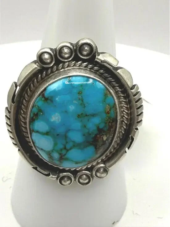 Authentic Handmade Navajo Daniel Benally Sonoran Gold Turquoise Ring – Size 7 - Picture 4 of 7